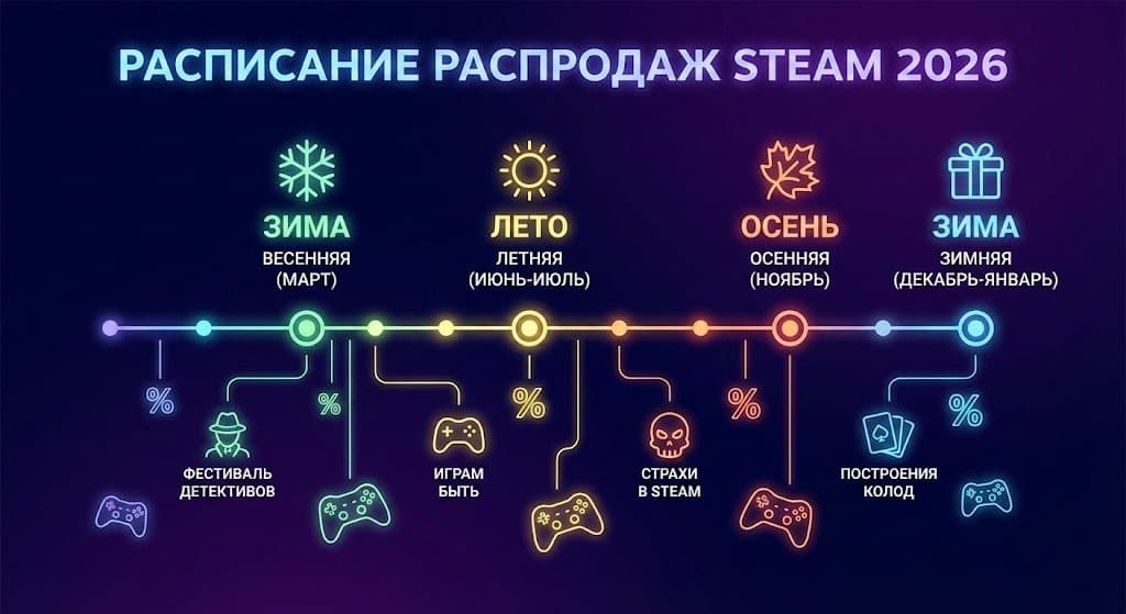 Даты распродаж Steam на 2026 год