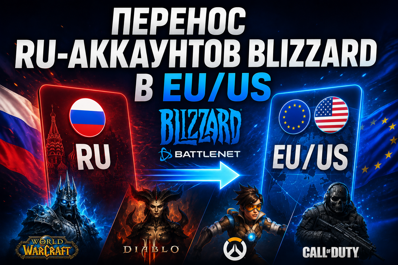 Blizzard разрешил перенос RU-аккаунтов в EU/US: как перевести аккаунт и что будет с покупками Battle.net