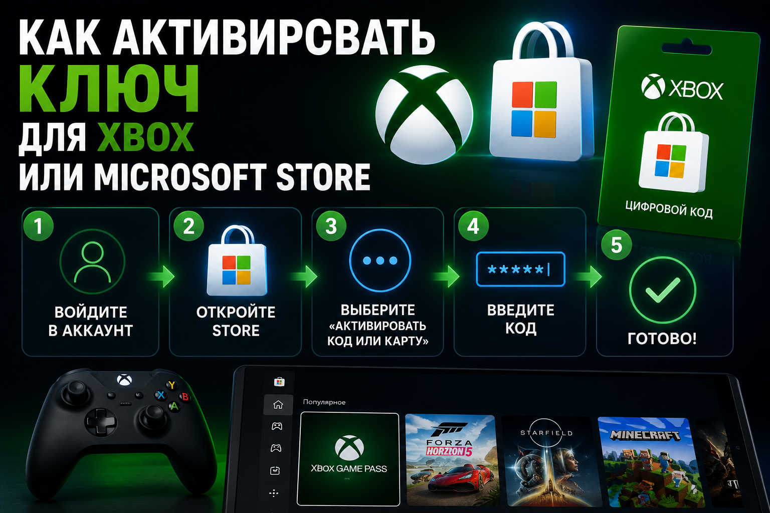 Как активировать ключ для xbox или microsoft store