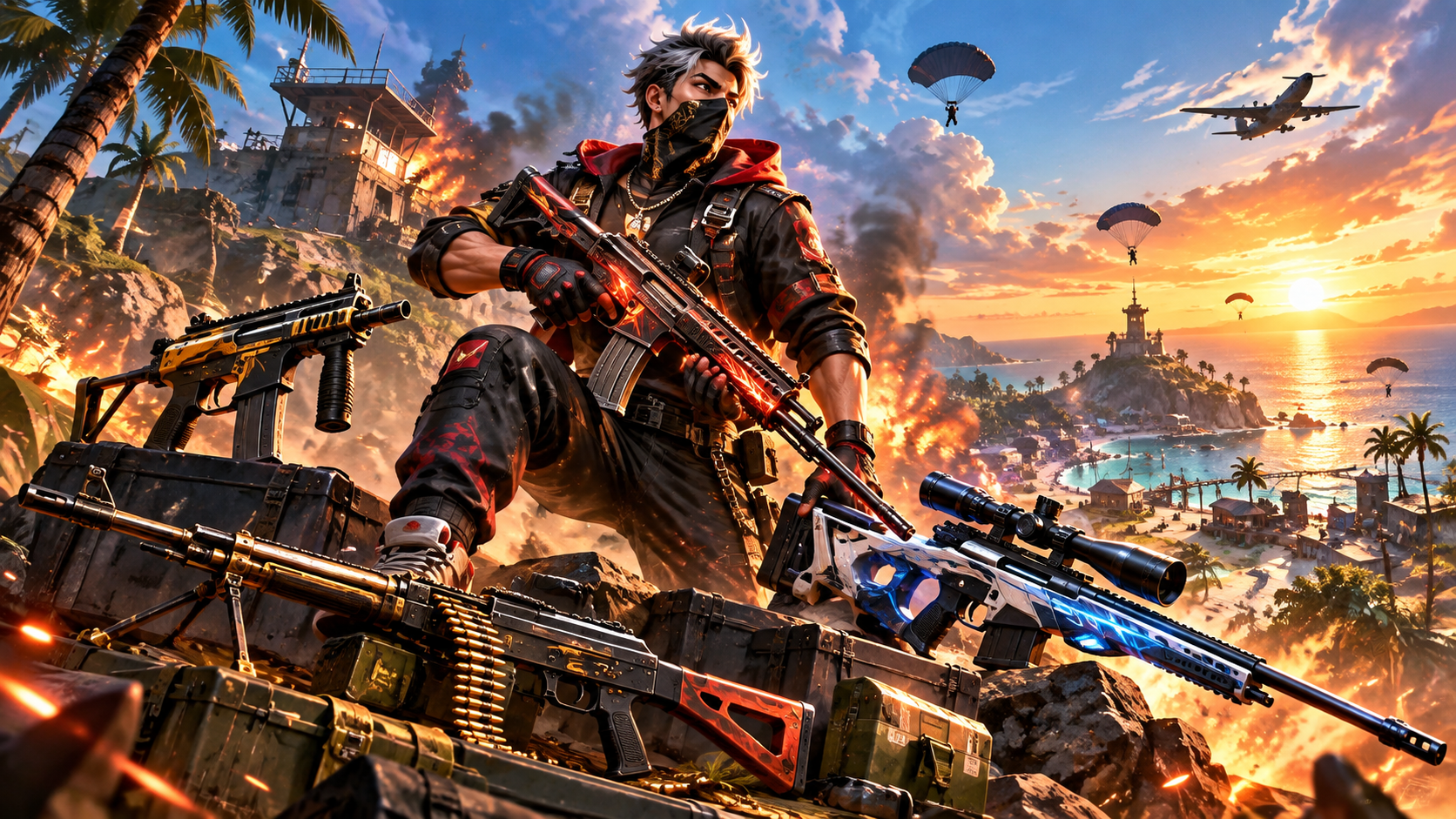 M7, Skorp, RPK и Hawk в Free Fire: где найти новое оружие OB55