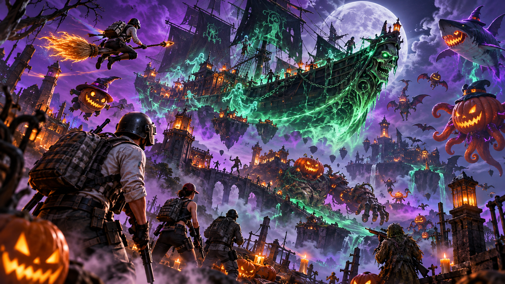 Halloweeks Brainrot в PUBG Mobile: Ghost Ship, Magic Broom и Brainrot Wand